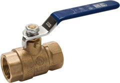 Midwest Control - 1-1/2" Pipe, Full Port, Brass Full Port Ball Valve - 2 Piece, FNPT x FNPT Ends, Vinyl Coated Metal Handle, 600 WOG, 150 WSP - Americas Industrial Supply