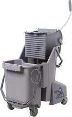Unger - 32 Qt Plastic Bucket & Wringer - 21" Long x 20" High x 15" Wide, Gray, Aluminum Handle - Americas Industrial Supply