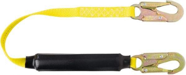 PRO-SAFE - 6' Long, 310 Lb Capacity, 1 Leg Locking Snap Hook Harness Shock Absorbing Lanyard - Polyester Webbing, Locking Snap Hook Anchorage Connection - Americas Industrial Supply