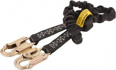PRO-SAFE - 6' Long, 310 Lb Capacity, 1 Leg Locking Snap Hook Harness Shock Absorbing Lanyard - Polyester Webbing, Locking Snap Hook Anchorage Connection - Americas Industrial Supply