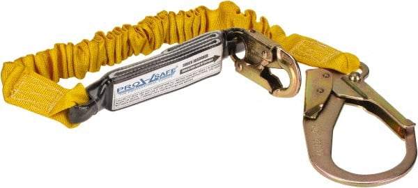 PRO-SAFE - 6' Long, 350 Lb Capacity, 1 Leg Locking Snap Hook Harness Shock Absorbing Lanyard - Polyester Webbing, Locking Rebar Snap Hook Anchorage Connection - Americas Industrial Supply