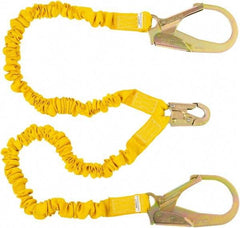 PRO-SAFE - 6' Long, 350 Lb Capacity, 2 Leg Locking Snap Hook Harness Shock Absorbing Lanyard - Polyester Webbing, Locking Rebar Snap Hook Anchorage Connection - Americas Industrial Supply