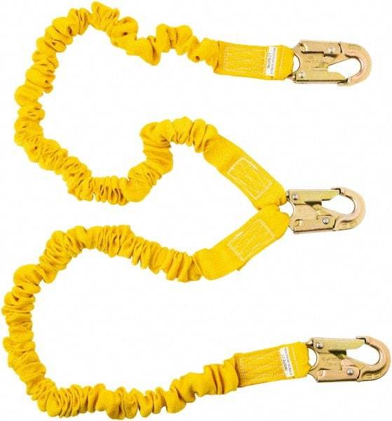 PRO-SAFE - 6' Long, 350 Lb Capacity, 2 Leg Locking Snap Hook Harness Shock Absorbing Lanyard - Polyester Webbing, Locking Snap Hook Anchorage Connection - Americas Industrial Supply