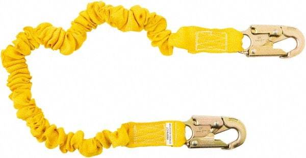 PRO-SAFE - 6' Long, 350 Lb Capacity, 1 Leg Locking Snap Hook Harness Shock Absorbing Lanyard - Polyester Webbing, Locking Snap Hook Anchorage Connection - Americas Industrial Supply