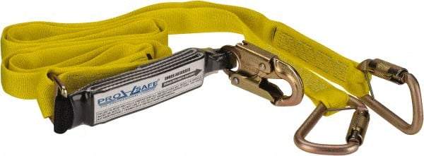 PRO-SAFE - 6' Long, 350 Lb Capacity, 2 Leg Locking Snap Hook Harness Shock Absorbing Lanyard - Polyester Webbing, Locking Snap Hook Anchorage Connection - Americas Industrial Supply