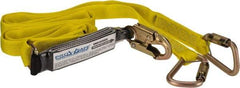 PRO-SAFE - 6' Long, 350 Lb Capacity, 2 Leg Locking Snap Hook Harness Shock Absorbing Lanyard - Polyester Webbing, Locking Snap Hook Anchorage Connection - Americas Industrial Supply
