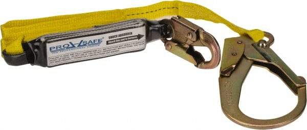 PRO-SAFE - 6' Long, 350 Lb Capacity, 1 Leg Locking Snap Hook Harness Shock Absorbing Lanyard - Polyester Webbing, Locking Rebar Snap Hook Anchorage Connection - Americas Industrial Supply
