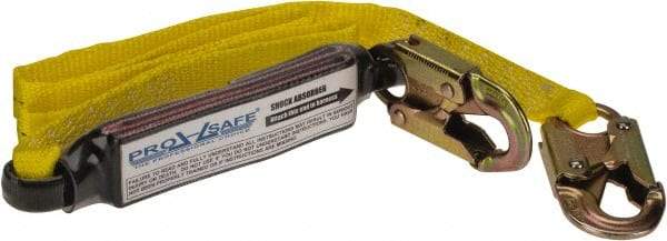 PRO-SAFE - 6' Long, 350 Lb Capacity, 1 Leg Locking Snap Hook Harness Shock Absorbing Lanyard - Polyester Webbing, Locking Snap Hook Anchorage Connection - Americas Industrial Supply