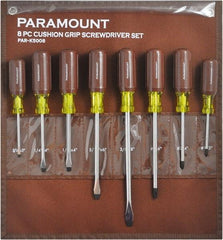 Paramount - 8 Piece Phillips & Slotted Screwdriver Set - Bit Sizes: Philips #1 to #3 - Americas Industrial Supply