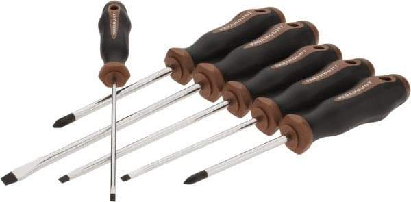 Paramount - 6 Piece Slotted & Phillips Screwdriver Set - Bit Sizes: Philips #1 & #2 - Americas Industrial Supply