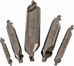 Hertel - #1 to 5, 1/8 to 7/16" Body Diam, 1/8" Point Diam, Plain Edge, High Speed Steel Combo Drill & Countersink Set - 0.0469 to 0.1875" Point Length, 1/8 to 2-3/4" OAL, Double End, Hertel Series Compatibility - Americas Industrial Supply