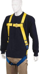 PRO-SAFE - 310 Lb Capacity, Size Universal, Full Body Lightweight Safety Harness - Polyester, Pass-Thru Leg Strap, Pass-Thru Chest Strap, Yellow/Blue - Americas Industrial Supply