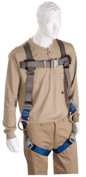 PRO-SAFE - 350 Lb Capacity, Size XXL, Full Body Padded Quick Connect Safety Harness - Polyester, Quick Connect Leg Strap, Quick Connect Chest Strap, Black/Blue - Americas Industrial Supply