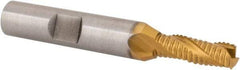Hertel - 1/4" Diam, Fine Pitch, 5/8" LOC, 3 Flute Cobalt Roughing Square End Mill - TiN Finish, 2-7/16" OAL, 3/8" Shank Diam, Single End, Centercutting, 30° Helix - Americas Industrial Supply