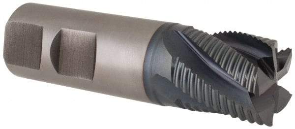 Hertel - 7/8" Diam, Fine Pitch, 7/8" LOC, 5 Flute Cobalt Roughing Square End Mill - TiCN Finish, 3-1/8" OAL, 7/8" Shank Diam, Single End, Centercutting, 30° Helix - Americas Industrial Supply