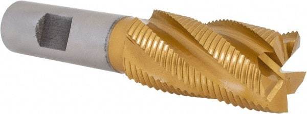 Hertel - 1" Diam, Fine Pitch, 2" LOC, 5 Flute Cobalt Roughing Square End Mill - TiN Finish, 4-1/4" OAL, 3/4" Shank Diam, Single End, Centercutting, 30° Helix - Americas Industrial Supply