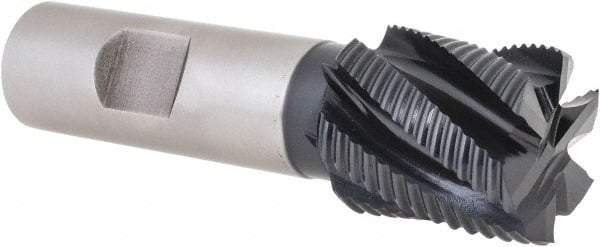 Hertel - 1" Diam, Fine Pitch, 1-1/8" LOC, 6 Flute Cobalt Roughing Square End Mill - TiAlN Finish, 3-3/8" OAL, 3/4" Shank Diam, Single End, Centercutting, 30° Helix - Americas Industrial Supply