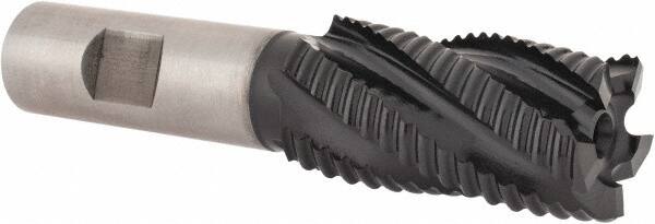 Hertel - 1" Diam, Coarse Pitch, 2" LOC, 5 Flute Cobalt Roughing Square End Mill - TiAlN Finish, 4-1/4" OAL, 3/4" Shank Diam, Single End, 30° Helix - Americas Industrial Supply