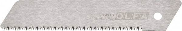 Olfa - 1 Piece Steel Serrated Blade - 142mm OAL, 5-37/64" Blade Length, 0.02" Blade Thickness - Americas Industrial Supply