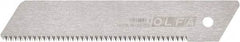 Olfa - 1 Piece Steel Serrated Blade - 142mm OAL, 5-37/64" Blade Length, 0.02" Blade Thickness - Americas Industrial Supply