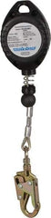 PRO-SAFE - 10' Long, 310 Lb Capacity, Galvanized Steel Cable Fall Limiter - 0.187" Diam, Swivel Locking Snap Hook Connector with Load Indicator, Self-Locking Carabiner Connector - Americas Industrial Supply