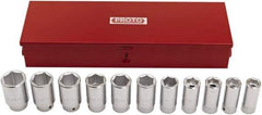Proto - 11 Piece 3/4" Drive Deep Socket Set - 6 Points, 7/8 to 1-5/8", Inch Measurement Standard - Americas Industrial Supply