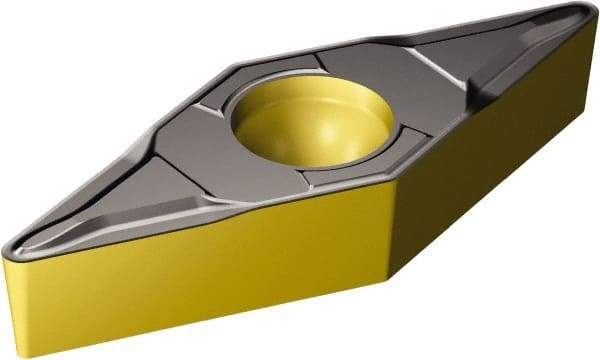 Sandvik Coromant - VCMT221 KF Grade 3210 Carbide Turning Insert - TiCN/Al2O3/TiN Finish, 35° Diamond, 1/4" Inscr Circle, 1/8" Thick, 1/64" Corner Radius - Americas Industrial Supply