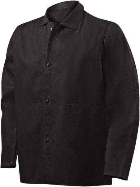 Steiner - Size L Welding & Flame Resistant/Retardant Jacket - Black, Cotton, Snaps Closure, 48 to 50" Chest - Americas Industrial Supply