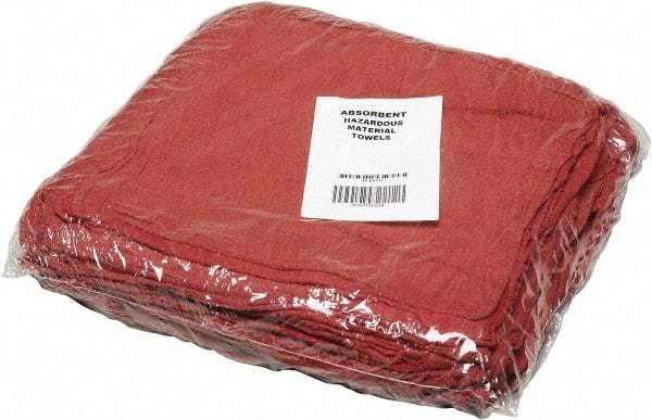 Ability One - Reclaimed Cotton Shop Towel Rag - Low Lint, Red, 13-1/2 x 15-1/2" - Americas Industrial Supply