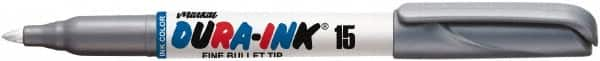 Markal - Silver Permanent Marker - Bullet Felt Tip, Alcohol Base Ink - Americas Industrial Supply