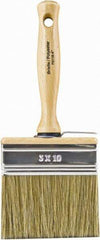 Wooster Brush - 4" Flat Hog/Polyester Stainer Brush - 2-9/16" Bristle Length, 5.44" Wood Threaded Wood Handle - Americas Industrial Supply