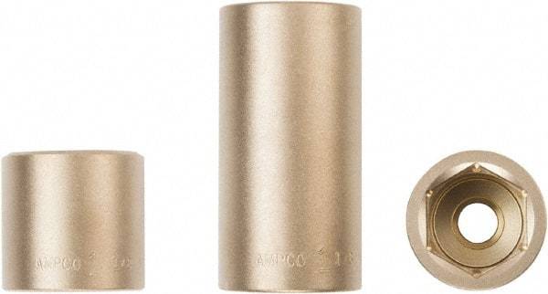 Ampco - 1/2" Drive, Standard Hand Socket - 6 Points, 1-1/2" OAL, Aluminum Bronze - Americas Industrial Supply