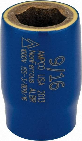 Ampco - 9/16", 3/8" Drive, Standard Hand Socket - 6 Points, 1-1/2" OAL, Aluminum Bronze - Americas Industrial Supply