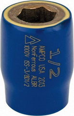 Ampco - 1/2", 3/8" Drive, Standard Hand Socket - 6 Points, 1-1/2" OAL, Aluminum Bronze - Americas Industrial Supply