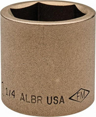 Ampco - 1-1/4", 1/2" Drive, Standard Hand Socket - 6 Points, 1-5/8" OAL, Aluminum Bronze - Americas Industrial Supply