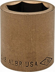 Ampco - 1-1/8", 1/2" Drive, Standard Hand Socket - 6 Points, 1-5/8" OAL, Aluminum Bronze - Americas Industrial Supply