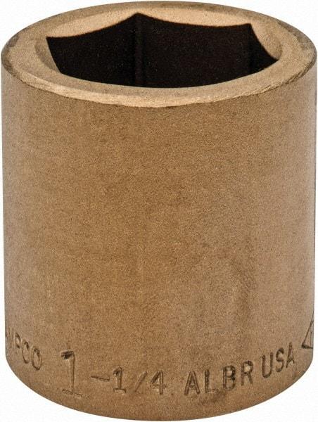 Ampco - 1-1/4", 3/4" Drive, Standard Hand Socket - 6 Points, 2" OAL, Aluminum Bronze - Americas Industrial Supply