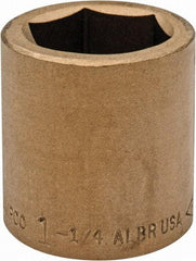 Ampco - 1-1/4", 3/4" Drive, Standard Hand Socket - 6 Points, 2" OAL, Aluminum Bronze - Americas Industrial Supply