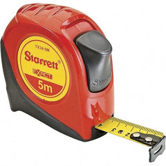 Starrett - 16' x 3/4" Yellow Blade Tape Measure - 1mm Graduation, S6 Graduation Style, Red Case - Americas Industrial Supply