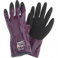 ATG - Size L Nitrile Coated Polyethylene Blend General Protection Work Gloves - For General Purpose, Palm Coated, Slip-On Cuff, Full Fingered, Purple, Paired - Americas Industrial Supply