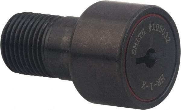 Accurate Bushing - 1/2" Roller Diam x 3/8" Width, 1/4" Stud Diam x 5/8" Length, Sealed Heavy Stud Cam Follower - Carbon Steel, 1/4" Thread Length, 1/4-28 Thread, 1" OAL, 970 Lb Dynamic Cap - Americas Industrial Supply