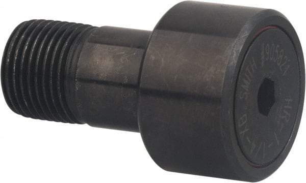 Accurate Bushing - 7/8" Roller Diam x 1/2" Width, 7/16" Stud Diam x 7/8" Length, Sealed Heavy Stud Cam Follower with Hex - Carbon Steel, 3/8" Thread Length, 7/16-20 Thread, 1-3/8" OAL, 2,140 Lb Dynamic Cap - Americas Industrial Supply