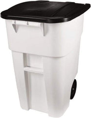 Rubbermaid - 50 Gal White Square Trash Can - Polyethylene, 36-1/2" High x 28-1/2" Long x 23.38" Wide - Americas Industrial Supply