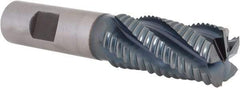 Hertel - 7/8" Diam, Coarse Pitch, 1-7/8" LOC, 5 Flute Cobalt Roughing Square End Mill - TiCN Finish, 4-1/8" OAL, 3/4" Shank Diam, Single End, Centercutting, 30° Helix - Americas Industrial Supply