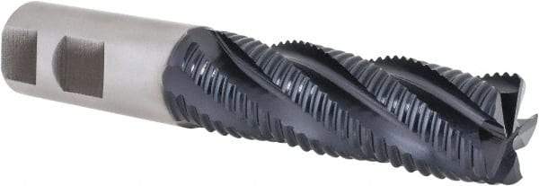 Hertel - 1" Diam, Coarse Pitch, 3" LOC, 5 Flute Cobalt Roughing Square End Mill - TiAlN Finish, 5-1/2" OAL, 1" Shank Diam, Single End, Centercutting, 30° Helix - Americas Industrial Supply