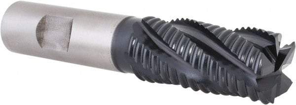 Hertel - 7/8" Diam, Coarse Pitch, 1-7/8" LOC, 5 Flute Cobalt Roughing Square End Mill - TiAlN Finish, 4-1/8" OAL, 3/4" Shank Diam, Single End, Centercutting, 30° Helix - Americas Industrial Supply