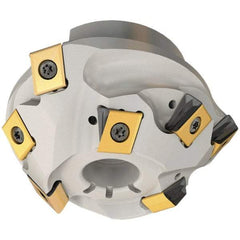 Iscar - 107.2mm Cut Diam, 32mm Arbor Hole, 16mm Max Depth of Cut, 30° Indexable Chamfer & Angle Face Mill - 9 Inserts, T490 LN.. Insert, Right Hand Cut, Through Coolant, Series Helitang - Americas Industrial Supply