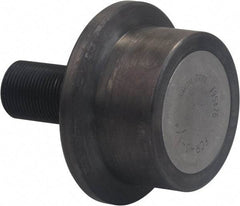 Accurate Bushing - 5" Roller Diam x 3" Width, 2" Stud Diam x 4-1/2" Length, Flanged Load Roller - Carbon Steel, 2-1/2" Thread Length, 2-12 Thread, 7-1/2" OAL, 35,800 Lb Dynamic Cap, 40,000 Lb Static Cap - Americas Industrial Supply