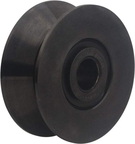 Accurate Bushing - 1-1/4" Bore, 5-1/2" Roller Diam x 2-1/4" Roller Width, Carbon Steel V-Grooved Yoke Roller - 17,600 Lb Dynamic Load Capacity, 2-5/16" Overall Width - Americas Industrial Supply