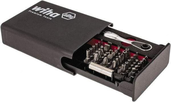 Wiha - 38 Piece, Screwdriver Tamperproof Bit Set - #1 & #2 Phillips, Tamperproof 5/64 to 5/32" Hex, Tamperproof TR8 to TR40 Torx, #0, #1, #2 & #3 Pozidriv, #1, #2 & #3 Square Recess, 6.5 & 8mm Slotted, #1, #2, #3 & #4 Tri-Wing, #4, #6, #8 & #10 Spanner - Americas Industrial Supply
